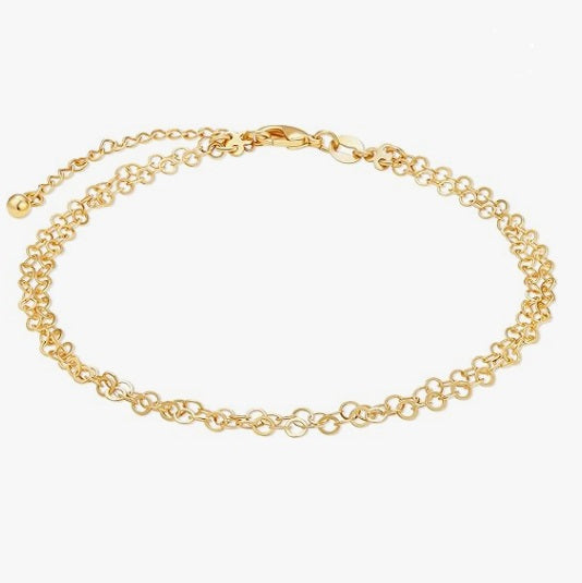 18K Gold Plated Dual Layered Anklet