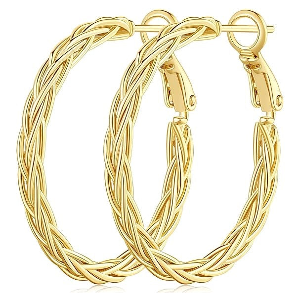 14k Gold Braided Hoop Earrings