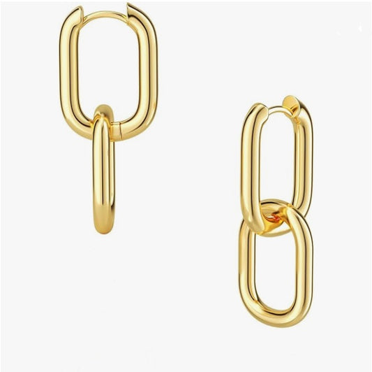 Double Link Earrings in  14K Gold