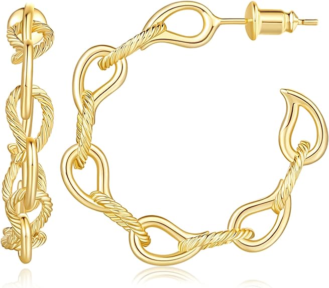 14k Gold Sailor Hoop Earrings