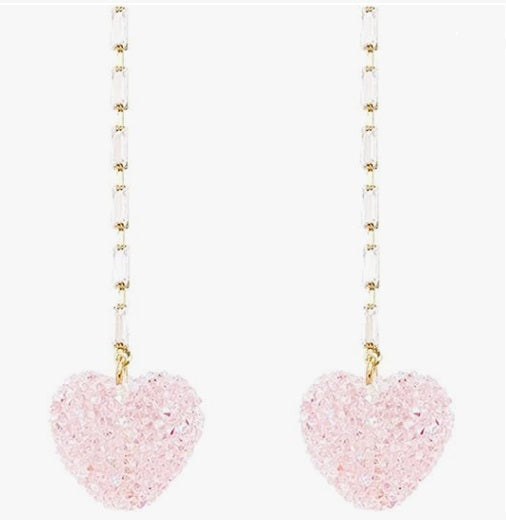 Pink Heart Dangling Earrings