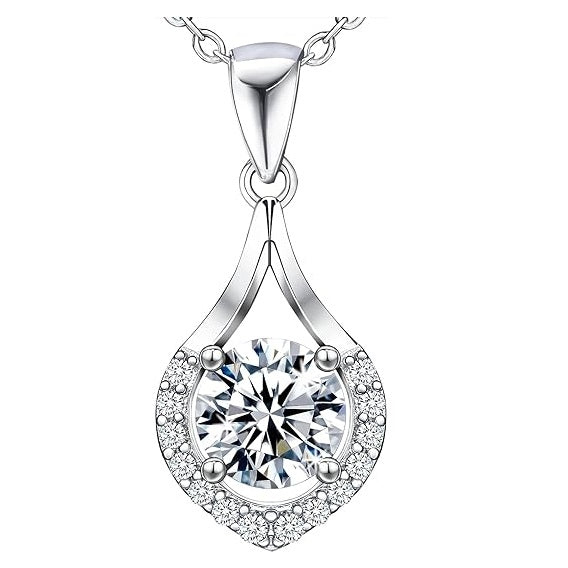 Sterling Silver 1ct Moissanite Water Drop Necklace