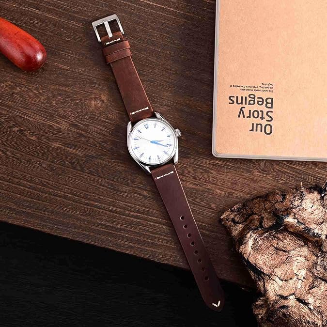 Leather Quick Release Watch 22mm Band for Traditional and Smart Watches